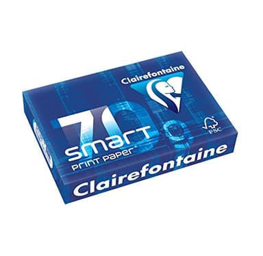 CLAIREFONTAINE Lot de 5 Ramettes 500 Feuilles Smart 70g A4 210x297 mm Certifié FSC Blanc