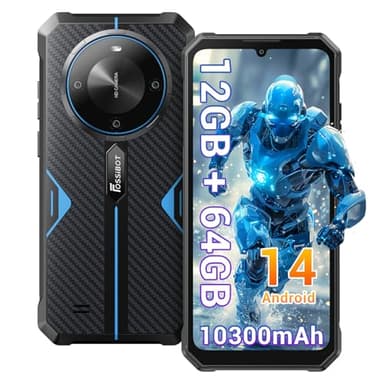 FOSSiBOT F105 Smartphone Incassable Android 14, 6.745" HD+ écran Smartphone Etanche, 10300mAh Telephone Portable Incassable, 12(4+8) Go+64Go/128Go Extensible, 20MP+8MP/4G-Dual SIM/OTG/GPS/Face ID