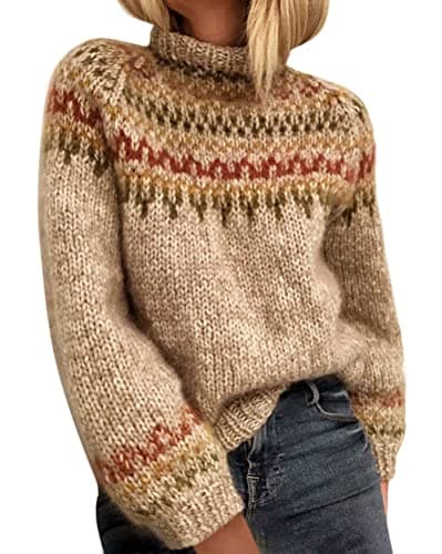 Onsoyours Femme Pull Col Rond Tops Manches Longues Décontracté Lâche Pull en Grosse Maille D Abricot XL