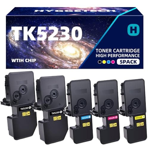 Hyggetech TK5230 TK-5230 Lot de 5 toners compatibles avec Kyocera TK5230 TK-5230K TK-5230C TK-5230Y TK-5230M pour Kyocera Ecosys M5521cdw P5021cdn P5021cdw Noir Cyan Jaune Magenta ta, lot de 5)