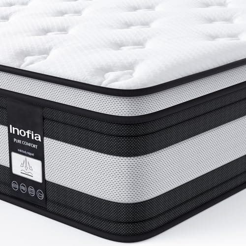 Inofia Matelas NidFrais 180x200 cm, épaisseur Matelas 28 cm H3/H4, 7 Zones ergonomiques, certifié Oeko-Tex, Matelas à Ressorts ensachés en Coton Biologique, essai de 100 Nuits.