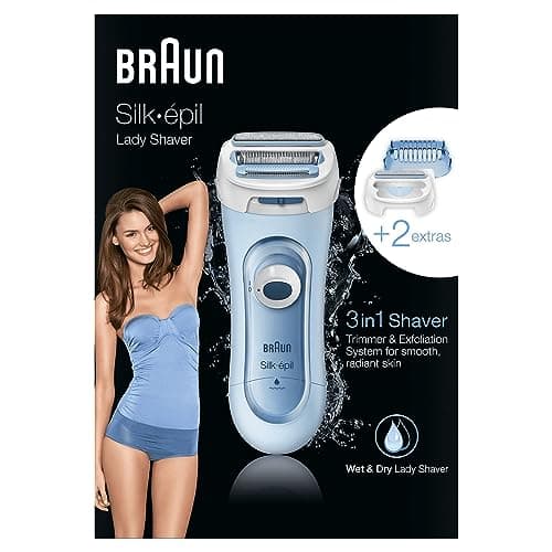 Braun Rasoir Silk-épil 5 Lady, rasoir électrique 3 en 1, système de tondeuse et d'exfoliation, Wet & Dry, 5-160, bleu