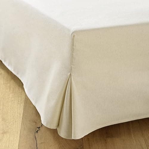 Cache-Sommier 90x190 Ecru – 4 Volants de 30 cm pour Sommier 90x190 avec Pieds – Housse Sommier 90x190 Ecru Fabriqué en Europe – Jupe de Lit 90x190 – Protège Sommier 90 x 190 – Dessus de Sommier