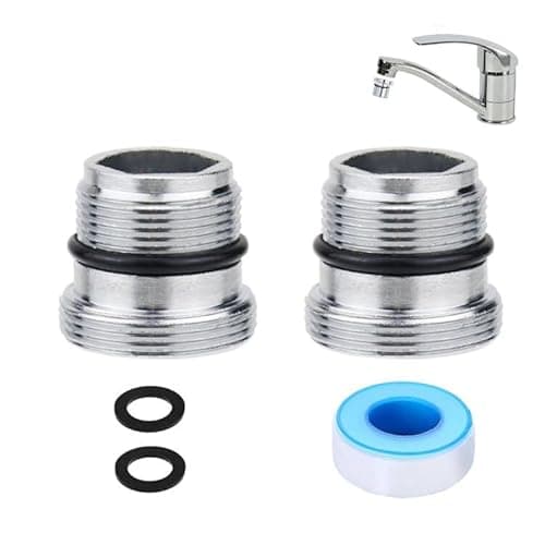 BlueXP 2 Pièces Adaptateurs de Robinet en Métal M18-M22 Connecteur Aérateur Filetage Mâle avec Joint en Caoutchouc pour Cuisine, Évier et Purificateur d'eau