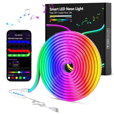 MeRGBW-Home Neon Rubans LED 3M, Bandes LED RGB, Contrôle Intelligent par App, Flexible Étanche Découpable, Synchronisation Musique, 33 Scènes, Lmières LED DIY pour Chambre, Cuisine, Fête, Salon