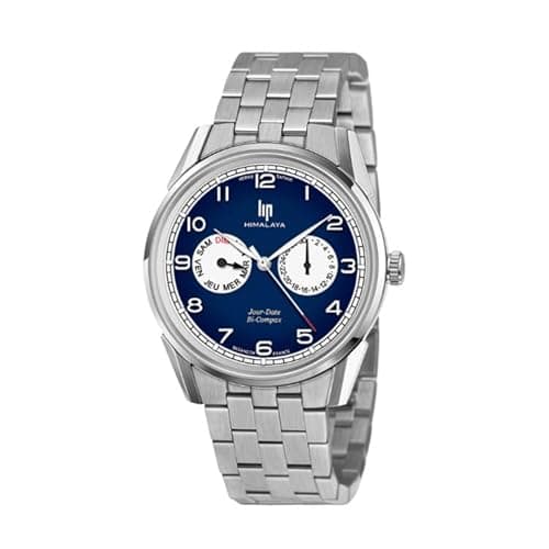 Lip Montre Himalaya 40mm - Bi-Compax - Jours et Date - Cadran Bleu