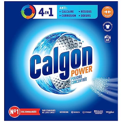 CALGON Poudre 4en1 Anticalcaire Nettoyant pour Lave-linge - 60 doses - 1,5kg