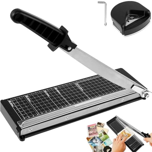 Gatphy Massicot Guillotine A4 avec R4 Perforatrice d'angle, Coupe Papier 30cm A5 B5 B6 B7, pour Capacité Coupe 8 Feuilles, Découpeuse pour Papier Photo Cuir Carton Étiquettes (Noir)