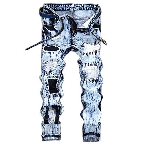 Jeans Déchiré pour Homme,Droit Stretch Slim Fit Denim Pantalon Fashion Rétro Jeans Trou Cassé Biker Jeans avec Muti-Poches,Jeans de Travail,Pantalons Décontractés pour Quotidien Sport Voyage C 36W