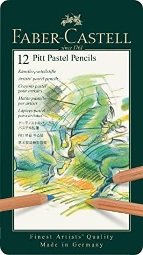 Faber-Castell 112112 - Crayon de couleur PITT PASTELL, étui métallique de 12 pièces
