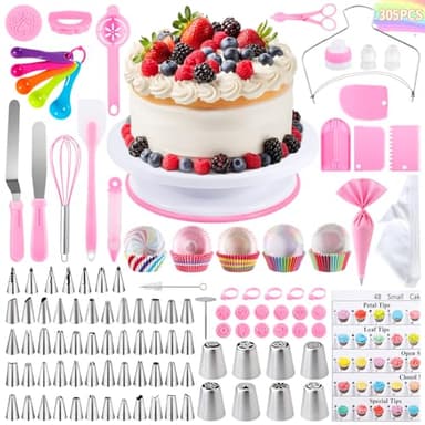 JAMATA Kit Patisserie Complet 305 Pièces, Ensemble Professionnel avec Plateau Tournant Gateau, Douille Patisserie et Poche Douille Patisserie, Idéal pour Tous les Amateurs de Pâtisserie