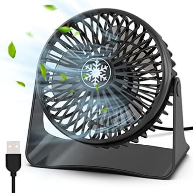 OUILA Mini Ventilateur USB, Ventilateur Portable 3 Vitesses Réglables, Silencieux Ventilateur de Bureau, 360 Degrés Rotation Petit Ventilateur pour Bureau, Chambre, Voiture, Camping（Alimenté par USB）