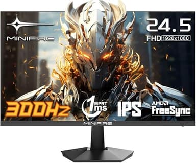 Minifire Écran PC Gaming 24.5 Pouces,300Hz, 1ms, FHD (1920 x 1080), IPS, 16:9，AMD FreeSync, 120% sRGB，Grand Angle de Vue 178°，HDMI 2.1 & DisplayPort 1.4, VESA 75x75