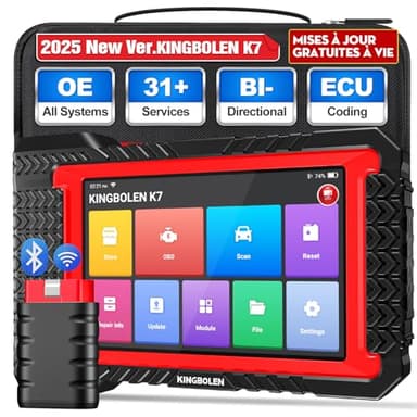 KINGBOLEN K7 Valise de Diagnostic Auto OBD II en français avec mises à Jour gratuites à Vie, 31 Services, bidirectionnels, Codage ECU- Outil incontournable pour Les mécaniciens et Amateurs Voitures