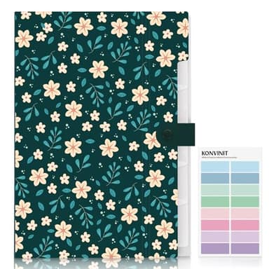 KONVINIT Trieur A4 avec 5 Compartiments - Range Document Fleur Rangement Papier Administratif Fourniture Scolaire Aesthetic Classeur Organiseur