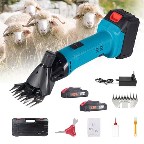 Tondeuse à Moutons, Tondeuse à Chevaux à 6 Vitesses Tondeuse à Moutons à Batterie Tondeuse à Berger Avec 2 Batteries Pour Moutons/ChèVres/Alpagas/BœUfs