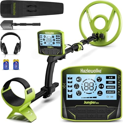 Hazlewolke Détecteur de métaux professionnel pour adulte avec mode de pointage et de mémoire,5 modes avec bobine étanche de 25CM de plus haute précision pour la détection de l'or, plus grand écran LCD