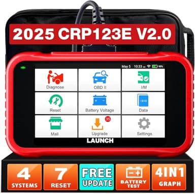 Launch CRP123E V2.0 Elite odb2 Valise Diagnostic Auto 7 Réinitialisation Huile/EPB/SAS/BMS/accélérateur/DPF Réinitialisation Purge ABS, 4 Système ABS SRS Transmission Moteur 32G RAM AutoVIN
