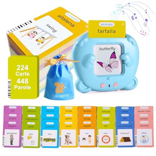 Cartes Parlante Montessori Italien (224 Cartes-448 Mots), Carte Parlante en Italien, Jeux Educatif Enfant de 2 à 6 Ans, Jeux Montessori pour Apprentissage-3 Mode de Langue-Italien/Anglais/Bilingue