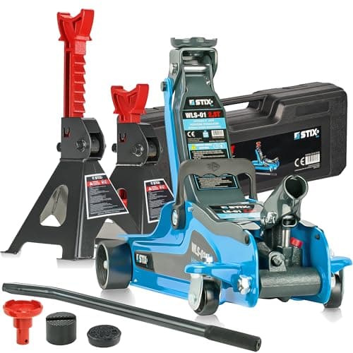 Cric roulant 2,5 t avec support 3T – Kit de cric robuste avec réglage de la hauteur min. 85 mm, max. 365 mm, sac de transport avec