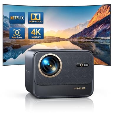【Netflix Certifié/Dolby】 Vidéoprojecteur 4K WiFi Bluetooth, 33000 Lumens Auto Focus/Keystone Projecteur WiFi Full HD 1080P WiMiUS Vidéoprojecteur Scellé Anti-Poussière pour TV Stick/PS5 HDMI Ethernet
