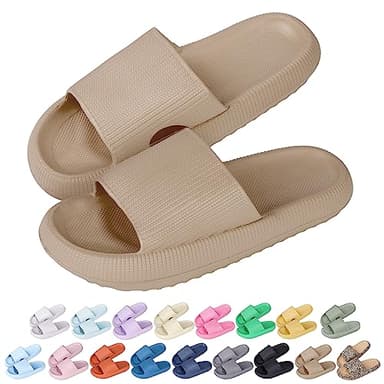 Hoomall Pantoufles Claquettes Femmes Hommes Ultra Doux Claquettes de Douche Antidérapante Confortable Chaussons Chaussures de Maison Piscine Plage Intérieur Slides Eté(Kaki,38/39 EU)