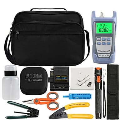 Osairous 16pcs/kit Outils à Fibre FTTH avec Photomètre Fibre Optique, Cliveuse Fibre Optique AUA-60S, Localisateur visuel de défauts 10 km