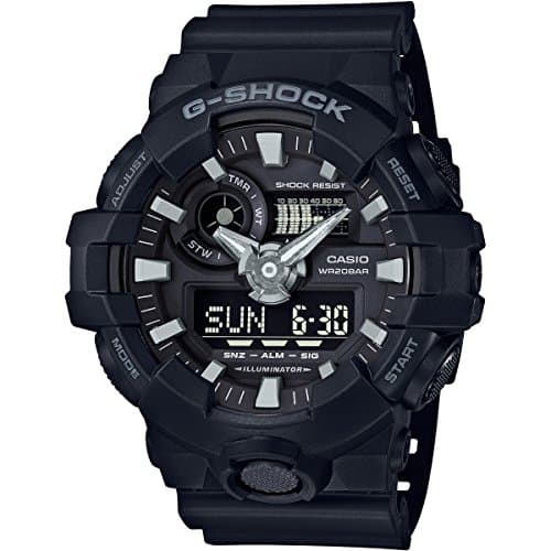 Casio Montre Quartz Homme 52.00mm avec Cadran Noir analogique/numérique et Bracelet en Rubber Strap Noir GA-700-1BER