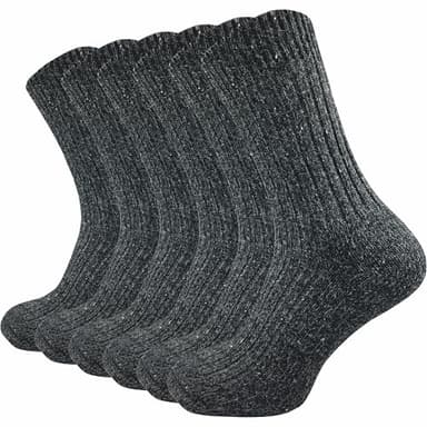 GAWILO Lot de 6 paires de chaussettes norvégiennes chaudes et épaisses pour homme contre les pieds froids | Chaussettes en laine, Noir , 43-46