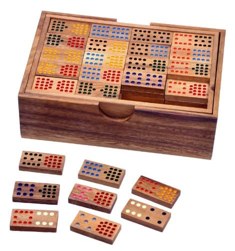LOGOPLAY Domino Double 15 - Jeu de société en bois avec 136 pions