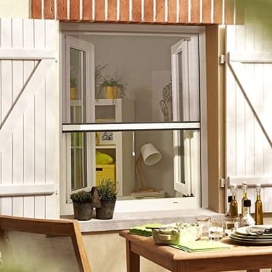 MADECOSTORE Moustiquaire Enroulable en PVC pour fenêtre - Blanc - L125 x H150cm