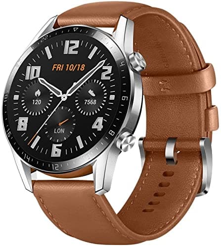 HUAWEI Montre intelligente GT 2 (46 mm), écran AMOLED de 1,39 pouces avec écran en verre 3D, autonomie de la batterie de 2 semaines, GPS, SpO2, 15 modes sportifs, écran en verre 3D, brun galet