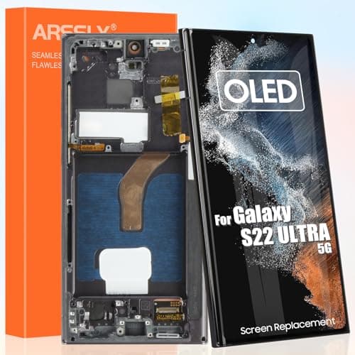 OLED Écran pour Samsung Galaxy S22 Ultra 5G LCD Écran pour Samsung S22 Ultra 5G SM-S908U SM-S908A SM-S908W LCD Écran tactile Digitazer Full Assembly avec Réparation Kit (Noir avec Cadre, US Version)