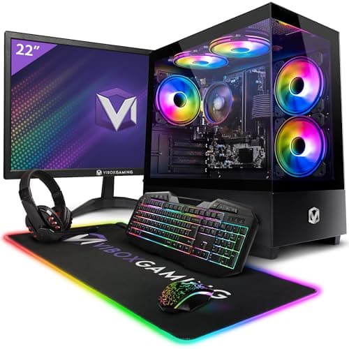 VIBOX I-110 PC Gamer Complet • 22" Écran • AMD Ryzen 3 3200G 4,0 GHz • Radeon Vega 8 • 16 Go RAM • 500 Go NVMe SSD • Linux OS • WiFi