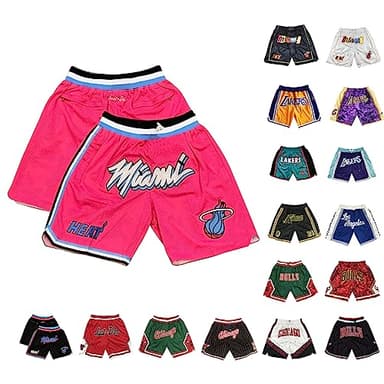Short Basketball Homme Basket-Ball Fans Confortablement Élasticité D'entraînement Short Sport Homme avec Poche Short de Basketball Homme Short Basketball Short Homme Rose S