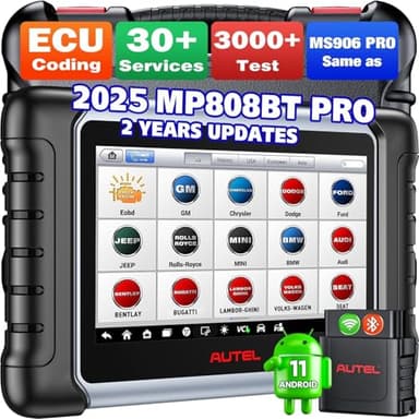 Autel MaxiPRO MP808BT PRO Android 11 [Mises à Jour Gratuit 2 Ans], Codage ECU Niveau Concession 2025, Mise à Niveau de MS906BT MP808S MP808 MP808BT, Bidirectionnel Complet, 30+ Services, Diagnostic OE