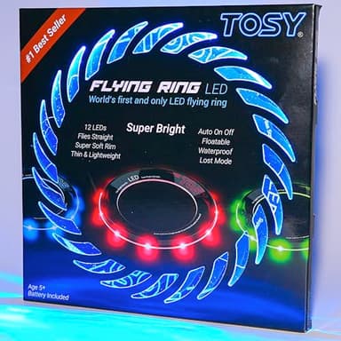 TOSY Anneau Volant 12 LED, Lumineux, Mode Perdu, allumage Automatique, sûr et Doux, étanche, Frisbee léger, Cadeau d'anniversaire, de Camping pour garçon/Fille/Enfant