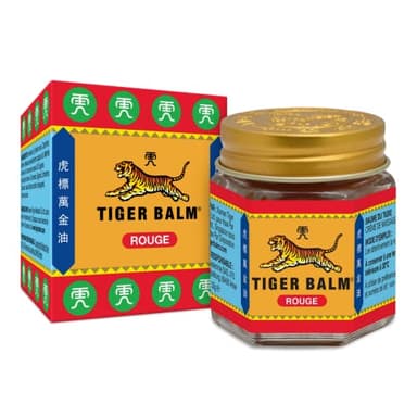 Tiger Balm - BAUME DU TIGRE Rouge à effet chauffant - Contient du camphre et du menthol - Pour sportifs, avant l'effort ou les tensions du quotidien, Réduit les tensions par le massage - 19 g