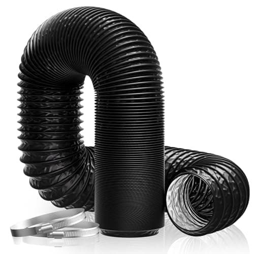 Hon&Guan Conduit d'air Flexible Tuyau de Ventilation 150 mm x 5 m en Feuille d'aluminium et PVC pour Chauffage et Climatisation, Seche Linge, Ventilateur Extracteur Air (Ø150mm, 5 Mètres, Noir)