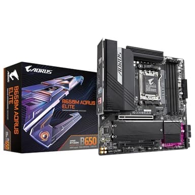 GIGABYTE B650M AORUS Elite Carte mère - Compatible avec Les processeurs AMD Ryzen 9000, VRM 12+2+2 Phases, jusqu'à 8000 MHz DDR5, 1xPCIe 5.0 + 1xPCIe 4.0 M.2, LAN 2.5GbE, USB 3.2 Gen 2x2