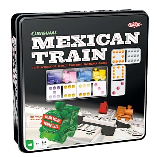 Tactic - 54005 - Mexican Train - 91 Dominos - 8 Joueurs - 7 ans à 99 ans - Boite Métal ( assorties)