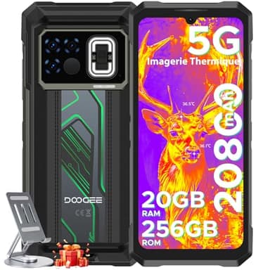 DOOGEE Fire6 Max Téléphone Incassable 5G, 20800mAh/33W, 24Go+256Go/2To, Caméra D'Imagerie Thermique, 6.72'' FHD+120Hz, Android 14, IA Caméra 50MP, Smartphone Incassable Dual Sim/NFC/OTG/Wifi6/IP68