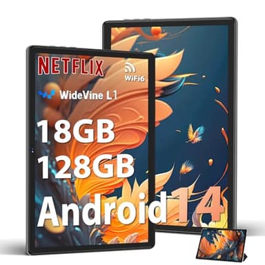 DMOAO Tablette Android 14 avec 5G Wi-FI 6, 18Go RAM + 128Go ROM(1 to Extensible), Tablette Tactile 10 Pouces avec Widevine L1, Bluetooth 5.0, 6000mAh, 8 cœurs 2.0 GHz, USB-C, Noir