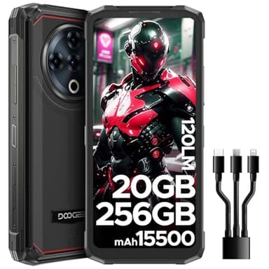 DOOGEE Fire6 Power Telephone Portable Incassable 15500mAh/33W【2025】, 20+256GB, Lampe de Poche, Android 14 Smartphone Incassable, 50MP AI Caméra, 6,56” IPS, NFC/Face ID/OTG/3 Fentes pour Cartes
