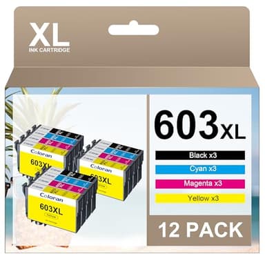 Coloran pour Epson 603 XL Compatible d'encre Cartouches pour Epson 603XL pour Expression Home XP-2100 XP-2150 XP-4100 XP-4105 XP-4155 XP-3100 XP-2155 Workforce WF-2830 WF-2835 (Pack de 12
