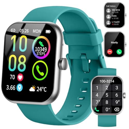 Montre Connectée Femme Homme, 1.96"HD Smartwatch avec Appel Bluetooth, Montre Connectee 113+Sportifs Moniteur Sommeil/ Fréquence Cardiaque/Podomètre SpO2, Etanche IP68 pour Android iOS Vert Foncé