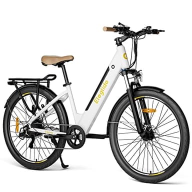 Eleglide T1 Step-Thru Vélo Électrique, Vélo de Trekking électrique, E-Bike 27,5 Pouces, Batterie 36V 12,5AH, 7 Gear, Double Frein à Disque, Blanc VTC Electrique Homme Femme
