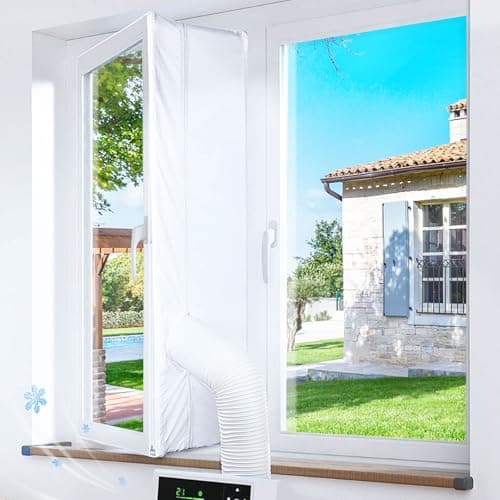 Gruntbear Kit Calfeutrage Climatiseur, 400CM Joint de Fenetre, Kit Climatisation Fenêtre Fonctionne avec Toutes Les Unités de Climatisation Mobiles et Sèche-Linge, Installation Facile