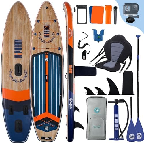 Niphean Extra Large Paddle Gonflable, Sup à 2+1 Personnes/Famille, Planches de Stand Up Paddle Gonflables avec (Idéal Débutant) Aileron Équilibré, Housse Étanche, Paddle Gonflable Adulte, Cadeaux