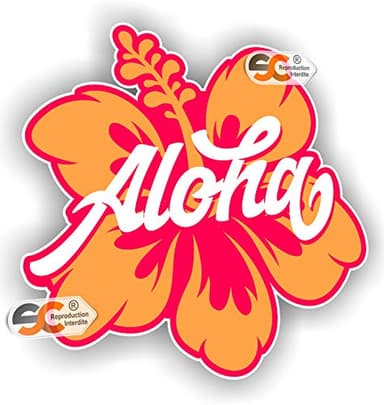 Sticker Aloha Hibiscus/Autocollant Tiki Hawaii (Hauteur 15 cm/Largeur 15 cm)